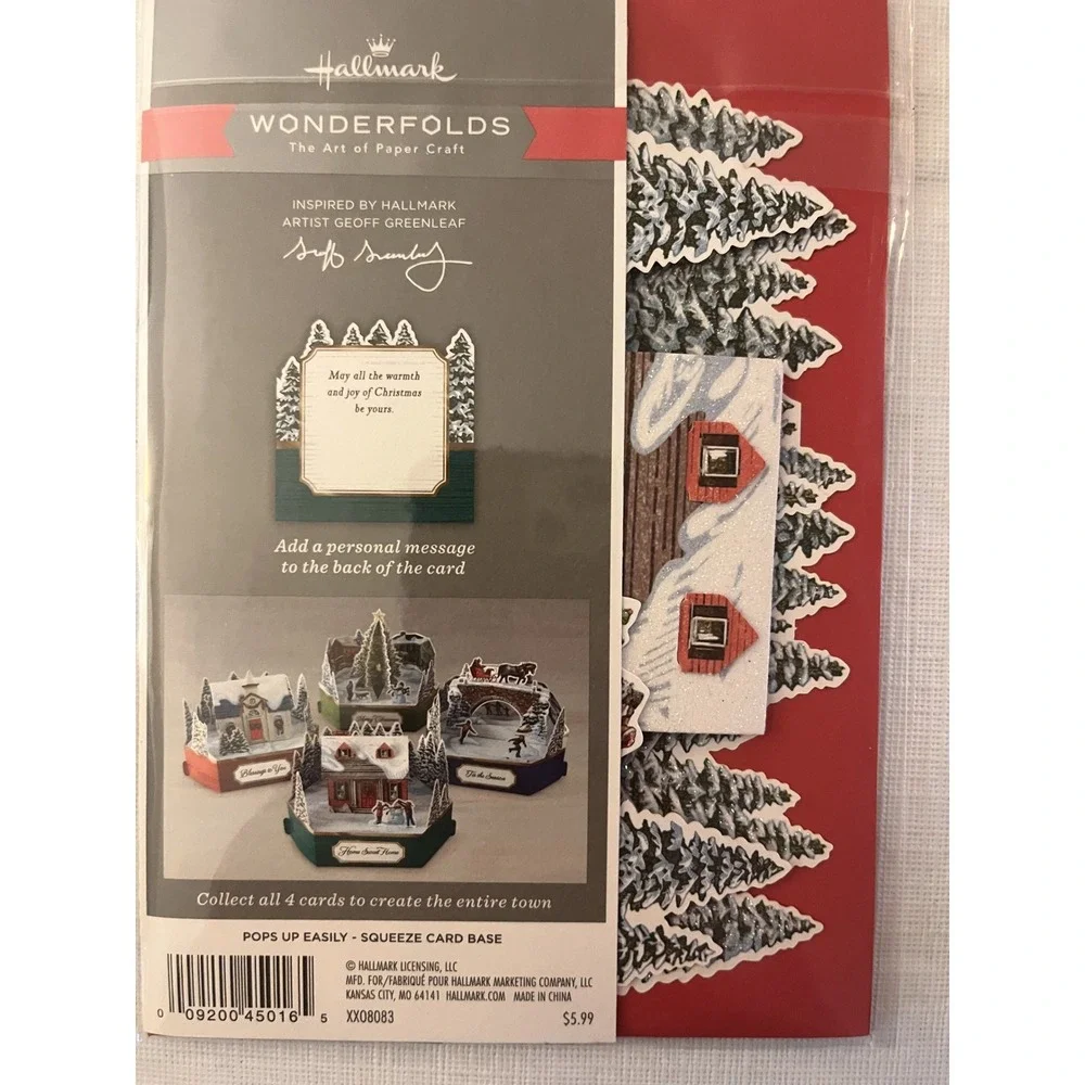 Hallmark Wonderfolds & Up With Paper Snow Globe Christmas Pop-Up Cards Lot of 4